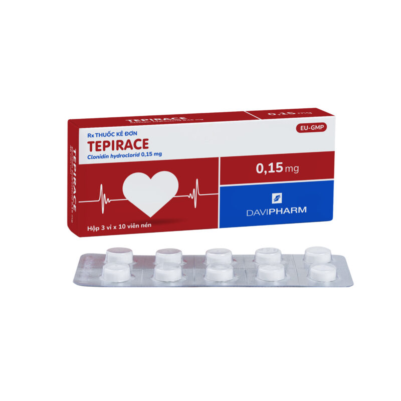 TEPIRACE chứa Clonidin hydroclorid 0.15 mg